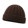 thumbnail image 1 of AWZXDE Classic Knitted Hats For Men And Women Warm Retro Twisted Pattern Dome Cap Cozy For Winter Outdoor Activities Coffee, 1 of 3
