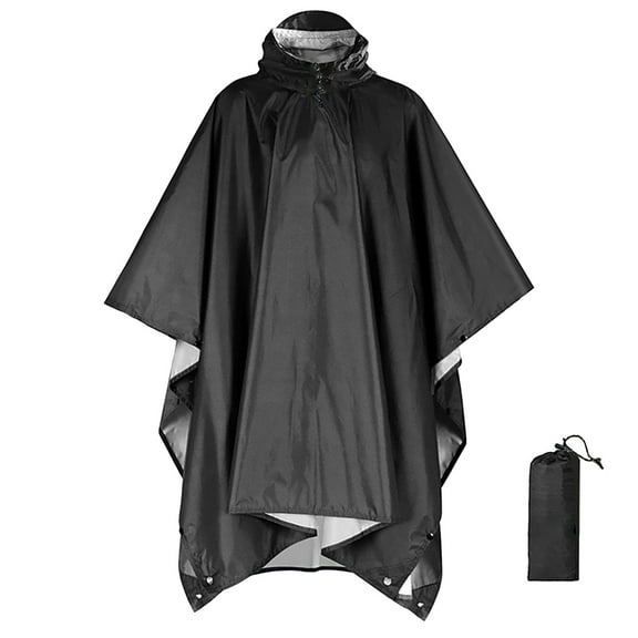 AWZXDE Cloak for Adults, Polyester Multifunctional Loose Hooded Quick-Dry Rain Poncho for Outdoor Hiking Tourism Sports Black,One Size