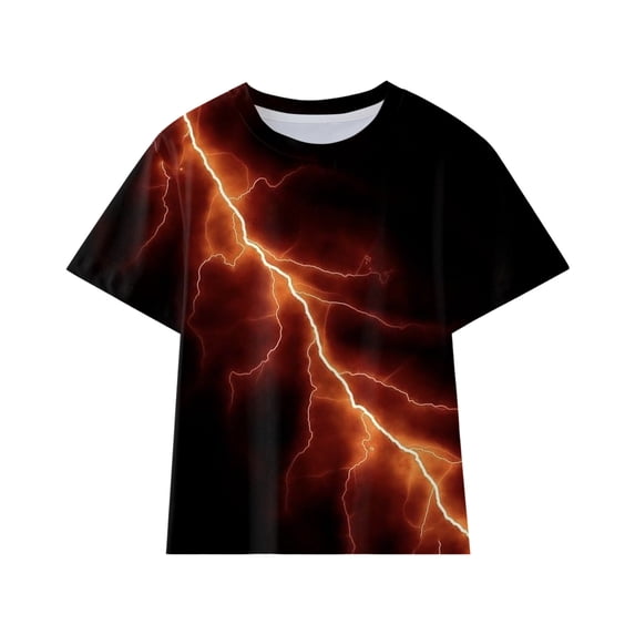 AWZXDE Cool 3D Print Graphic Tees for Toddler Boys Youth Fashion Tops with Funny Designs Comfortable Casual Shirts Orange,6-7 Years