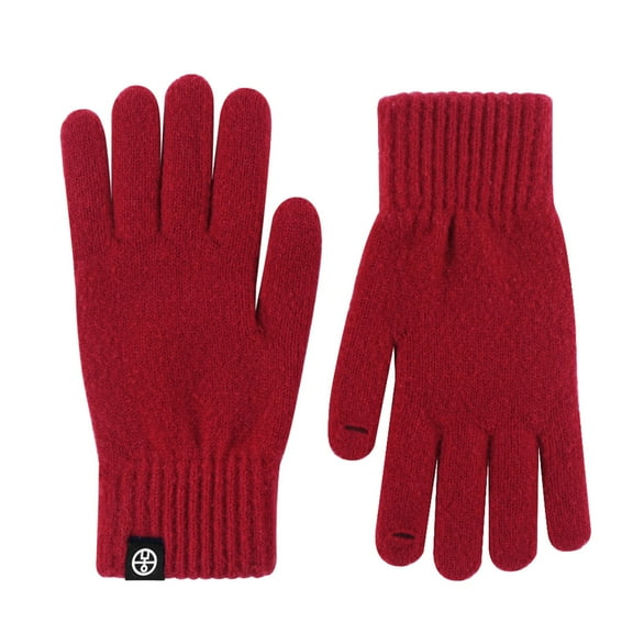 AWZXDE Couples Matching Winter Knitted Fingerless Gloves Touchscreen Thermal Warm Lined Warm Gloves for Women and Him for Outdoor Activities Cold Weather Red,One Size
