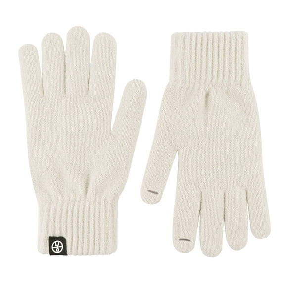 AWZXDE Couples Matching Winter Knitted Fingerless Gloves Touchscreen Thermal Warm Lined Warm Gloves for Women and Him for Outdoor Activities Cold Weather White,One Size