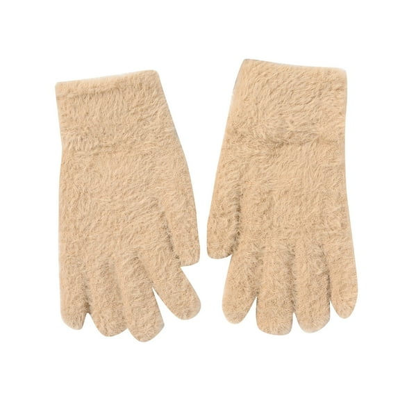 AWZXDE Couples Winter Cycling Windproof Wool Gloves for Men and Women - Warm Thick Cold Weather Knit Accessory Khaki,One Size