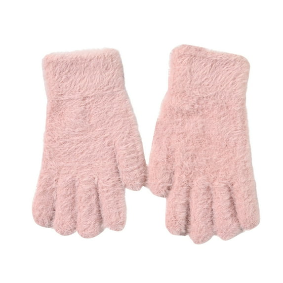 AWZXDE Couples Winter Cycling Windproof Wool Gloves for Men and Women - Warm Thick Cold Weather Knit Accessory Pink,One Size