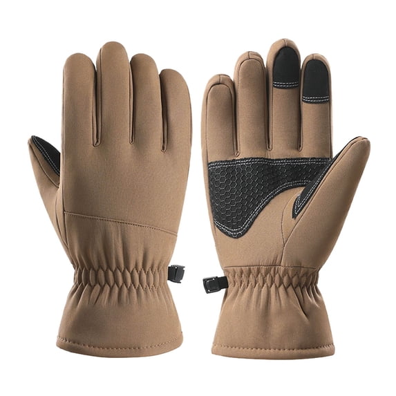 AWZXDE Couples Winter Outdoor Ski Gloves Thick Thermal Windproof Cycling Gloves for Men and Women Khaki,XL