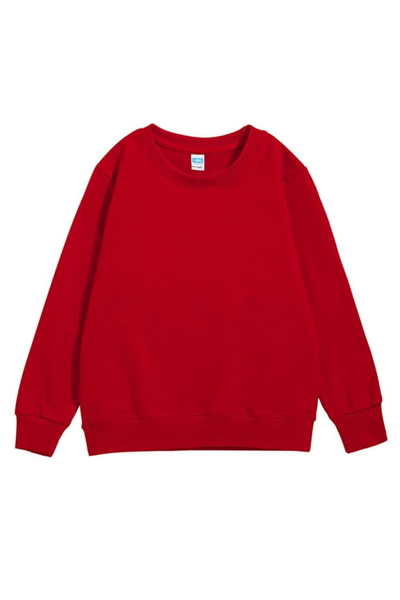 Crew Neck Sweatshirt&nbsp;Plain Blank Casual Long Sleeve Pullover For Kids School Class Uniform Advertising Tee RD1,3-4 Years
