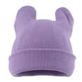thumbnail image 1 of AWZXDE Cute 3D Ears Knitted Beanie with Rolled Brim Solid Color Winter Hat Warm Soft Knit Hat for Women Girls Fashion Funny Hat Purple,One Size, 1 of 3