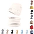 thumbnail image 1 of AWZXDE Cute Pumpkin Shape Kids Knit Beanie Hat Vertical Ribbed Warm Winter Cap With Fruit Top Decoration Soft Stretchy Headwear for Cold Daily Outdoor Wear Beige-2 - One Size, 1 of 4