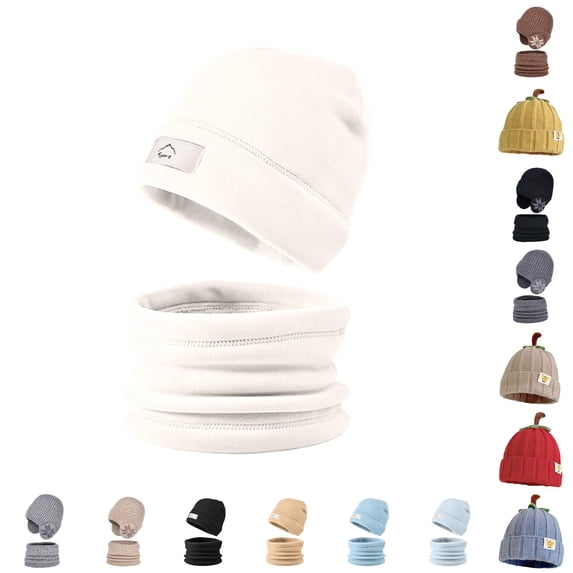 AWZXDE Cute Pumpkin Shape Kids Knit Beanie Hat Vertical Ribbed Warm Winter Cap With Fruit Top Decoration Soft Stretchy Headwear for Cold Daily Outdoor Wear Beige-2 - One Size