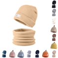 thumbnail image 1 of AWZXDE Cute Pumpkin Shape Kids Knit Beanie Hat Vertical Ribbed Warm Winter Cap With Fruit Top Decoration Soft Stretchy Headwear for Cold Daily Outdoor Wear Khaki-2 - One Size, 1 of 4