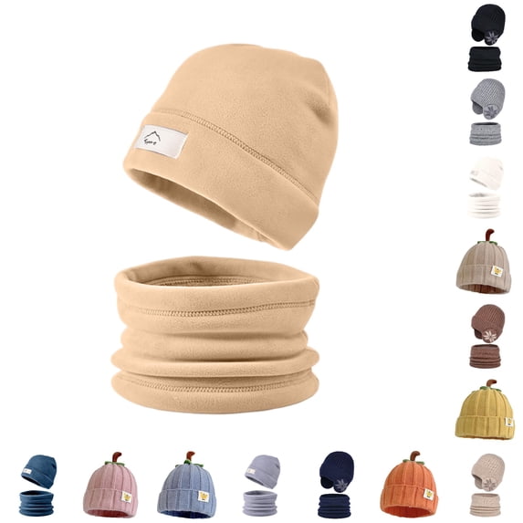 AWZXDE Cute Pumpkin Shape Kids Knit Beanie Hat Vertical Ribbed Warm Winter Cap With Fruit Top Decoration Soft Stretchy Headwear for Cold Daily Outdoor Wear Khaki-2 - One Size