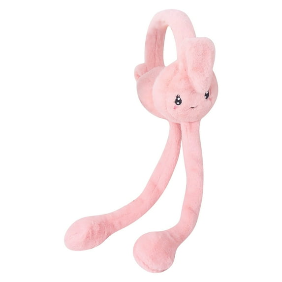 AWZXDE Earmuffs for Women Winter Cute Fuzzy Movable Ears Warm Soft Comfortable Earmuffs with Matching Sets for Girls & Women in Cold Days Light Pink
