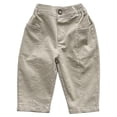 thumbnail image 1 of AWZXDE Elastic Waist Boys Pants Casual Harem Trousers With Side Pockets Adjustable Waist Kids Bottoms For Spring Fall Daily Outfits Khaki - 5-6 Years, 1 of 6