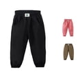 thumbnail image 1 of AWZXDE Elastic Waist Boys Pants Jogger Pants Loose Fit Ribbed Trousers With Side Pockets For Kids Daily Wear Black - 2-3 Years, 1 of 4