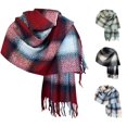thumbnail image 1 of AWZXDE Elegant Gradient Plaid Winter Scarf With Tassels Unisex Thick Warm Soft Fashion Shawl Wrap Red, 1 of 4