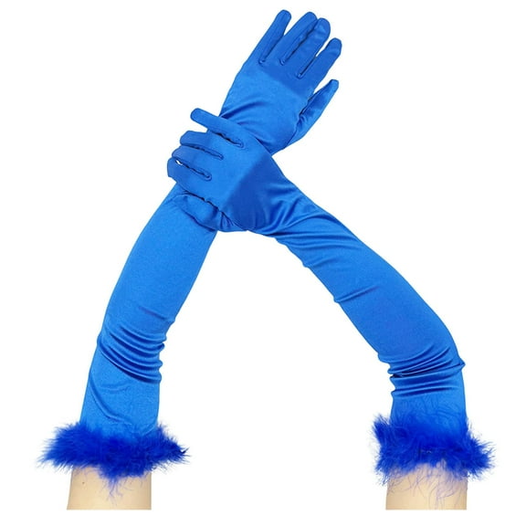 AWZXDE Elegant Satin Long Opera Party Gloves for Women 1920s Style Elbow Length Formal Accessories for Bridal and Evening Dresses Blue,One Size
