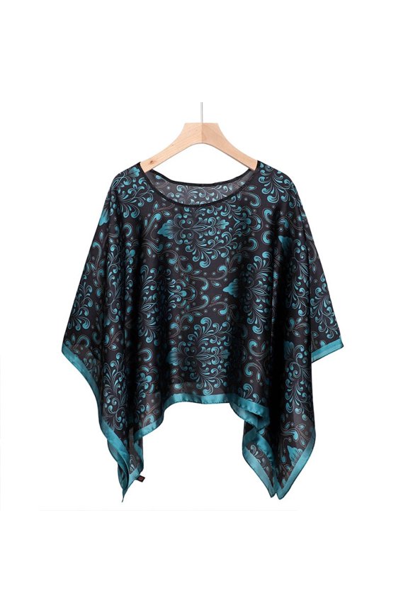 Elegant Silk Feel Portable Sun Shield Wrap For Beach Outdoor Everyday Wear Women Lightweight Shawl Wrap Black,110x110cm