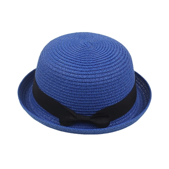 AWZXDE Elegant Women's Wide Brim Sun Hat for Beach Wedding Bridal Shower and Summer Outdoor Events Blue,HC 57cm
