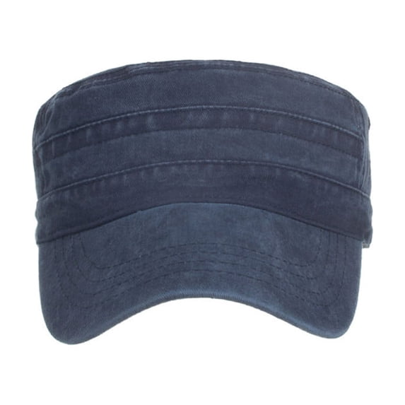 AWZXDE Fashion Solid Washed Flat Top Cap Men Outdoor Casual Leisure Sun Hat Baseball Style Navy