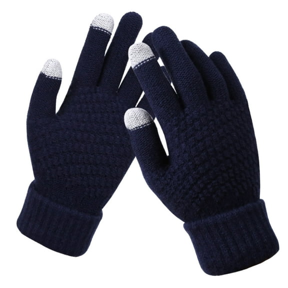 AWZXDE Women's Thick Knitted Gloves with Screen for Mobile Stylish Adult Winter Warmth with Snowflake Printing Versatile and Fashionable Communication Accessory F,One Size