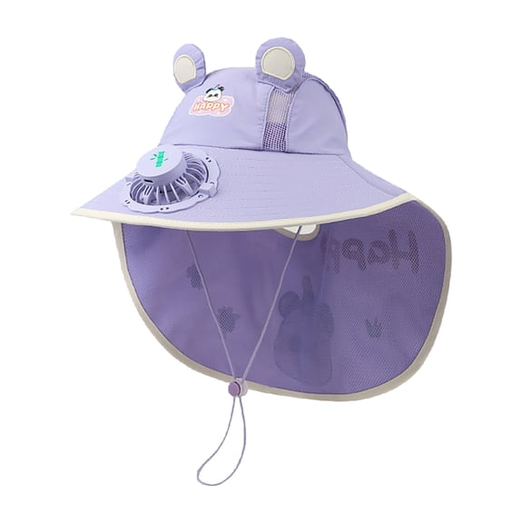 AWZXDE Fashionable Summer USB Charging Children Fan Outdoor Kids Sun Hat Cartoon Big Brim Sun Hat For Boys Girls Purple