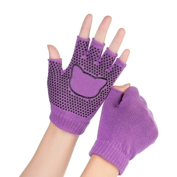 AWZXDE Fingerless Yoga Gloves for Outdoor Activities Dance and Exercise - Comfortable Absorbent Fitness Apparel for Daily Use and Sports Purple,One Size