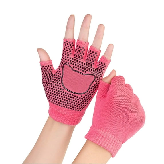 AWZXDE Fingerless Yoga Gloves for Outdoor Activities Dance and Exercise - Comfortable Absorbent Fitness Apparel for Daily Use and Sports Red,One Size