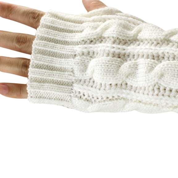 AWZXDE Flowers Fingerless Knitted Long Gloves for Maximum Comfort and Style in Everyday Wear White,One Size