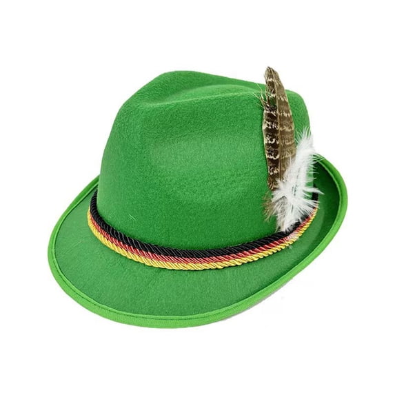 AWZXDE German Oktoberfest Bavarian Hat with Artificial Feather for Stage Performances and Parties GN2,One Size