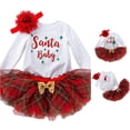 thumbnail image 1 of AWZXDE Girl First Outfits Letter Print Romper Plaid Tutu Dress Headband 3PCS Clothes Set Red,0-3 Months, 1 of 6