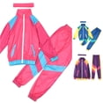 thumbnail image 1 of AWZXDE Girls 80s 90s Windbreaker Track Suit Set Hop Dance Outfit Kids Neon Sportswear Two Piece Tracksuit Pink,12-14 Years, 1 of 4