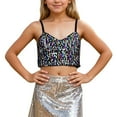 thumbnail image 1 of AWZXDE Girls Adjustable Elastic Band Sequined Crop Top For Carnival Party Performance And Kids Tops Apparel Multicolour,Over 11 years old, 1 of 4