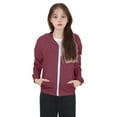 thumbnail image 1 of AWZXDE Girls Basic Solid Color Hooded Jacket with Pockets and Zipper Long Sleeve Fitted Casual Sporty Outerwear Brick Red,3-4 Years, 1 of 9