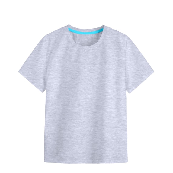 AWZXDE Girls'Crew Neck Solid Color Short Sleeve Casual Tee Shirt,Comfy & Breathable Summer Top for Kids 4-12Y Grey,5-6 Years