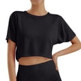 thumbnail image 1 of AWZXDE Girls' Crop Top Short Sleeve Shirt Summer Athletic Slim Fit Oversized For Yoga Gym Workout Sporty Basic Tee Black,10-11 years, 1 of 3