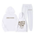 thumbnail image 1 of AWZXDE Girls Cute Cat Face Print Crew Neck Long Sleeve Hoodie And Leggings Two Piece Set Girls Clothing Sets White,1-2 Years, 1 of 4