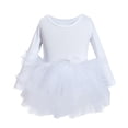thumbnail image 1 of AWZXDE Girls Cute Tutu Style Dress for Dance and Parties Long Sleeve Round Neck Solid Color Loose Comfortable Everyday Outfit White,5-6 Years, 1 of 9