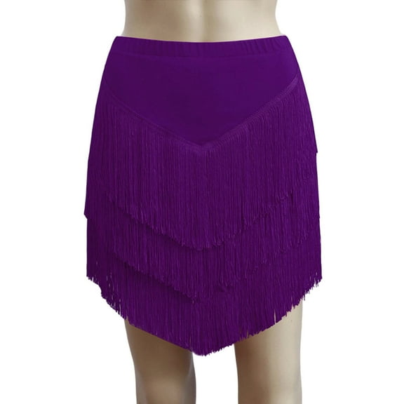 AWZXDE Girls Dance Leotard with Fringe Skirt Elastic Waist Clothing for Practice Recital and Stage Show Purple,4-5 Years