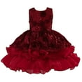 thumbnail image 1 of AWZXDE Girls Dresses Evening Gown High End Rose Sequined Puffy Dress Christmas Dresses For Girls Birthday Party 6-13 Years Red,6-7 Years, 1 of 9