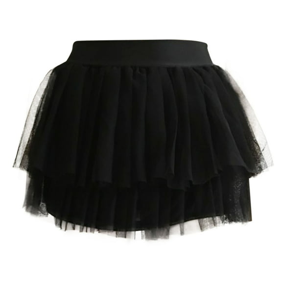 AWZXDE Girls Dresses Pleated A Line Tutu Skirt For Girls Mesh Princess Performance Short Skirt Dance Celebration Outfit 2026 Versatile Half Skirt With Flowy Layer Black