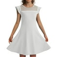 thumbnail image 1 of AWZXDE Girls Dresses Summer Ruffle Sleeve Mesh A-Line Casual Party Dress With Pockets For Kids 4-11 Years Long Dresses White，4-5 Years, 1 of 4
