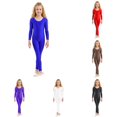 thumbnail image 1 of AWZXDE Girls Fashion Rompers Long Sleeve Slim Fit‑Piece Outfit Breathable Stretch For Ballet Practice & Stage Performance Blue - 10-12Years, 1 of 8