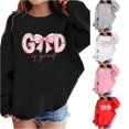 thumbnail image 1 of AWZXDE Girls Graphic Prints Sweatshirt Crewneck Long Sleeve Cute Drop Shoulder Pullover Tops Black,8-9 Years, 1 of 4