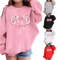 thumbnail image 1 of AWZXDE Girls Graphic Prints Sweatshirt Crewneck Long Sleeve Cute Drop Shoulder Pullover Tops Pink,5-6 Years, 1 of 4