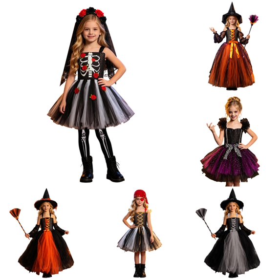 AWZXDE Girls Halloween Tutu Dress Wing Mesh Tutu Outfit For Cosplay Theme Party Trick Or Festival Activities Purple-C - 2-3 Years