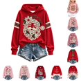 thumbnail image 1 of AWZXDE Girls Hooded Sweatshirt Sparkly Reindeer Bow Graphic Long Sleeve Hooded Top For Christmas Family Party And Holiday Daily Wear, 1 of 6