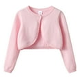 thumbnail image 1 of AWZXDE Girls' Knit Cardigan Sweater Open Front Lightweight Layering Crew Neck Casual Top For Spring Fall 1-14Y Pink,1-2 Years, 1 of 3
