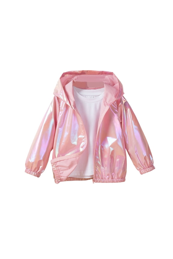 Girls Lightweight Windproof Zipper Jacket Reflective Thin Raincoat Spring Autumn Kids Outerwear Sun Coat