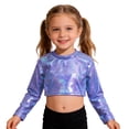 thumbnail image 1 of AWZXDE Girls Long Sleeve Cropped Top With Shiny Glitter Sleeves For Youth Fashion And Tops For Apparel Blue,2-3 Years, 1 of 4