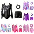 thumbnail image 1 of AWZXDE Girls Long Sleeve Gymnastics Leotard With Digital Print Ballet Dance Unitard For Training Performance Comfortable Stretch Outfits Set Black,9-10 Years, 1 of 3