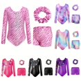 thumbnail image 1 of AWZXDE Girls Long Sleeve Gymnastics Leotard With Digital Print Ballet Dance Unitard For Training Performance Comfortable Stretch Outfits Set Light Pink,5-6 Years, 1 of 3
